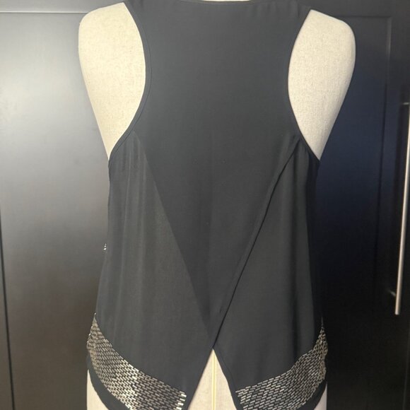 Bebe & Noir Black Sequin Beaded Tank Tops M / L & Earrings Statement Bundle - Picture 4 of 15